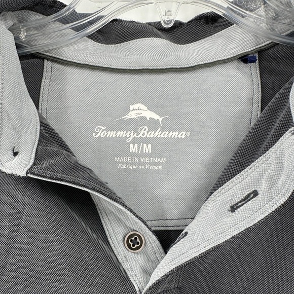 Tommy Bahama Men's Gray Shoreline Surf Polo Shirt Size M/M FLAWED - Picture 2 of 11